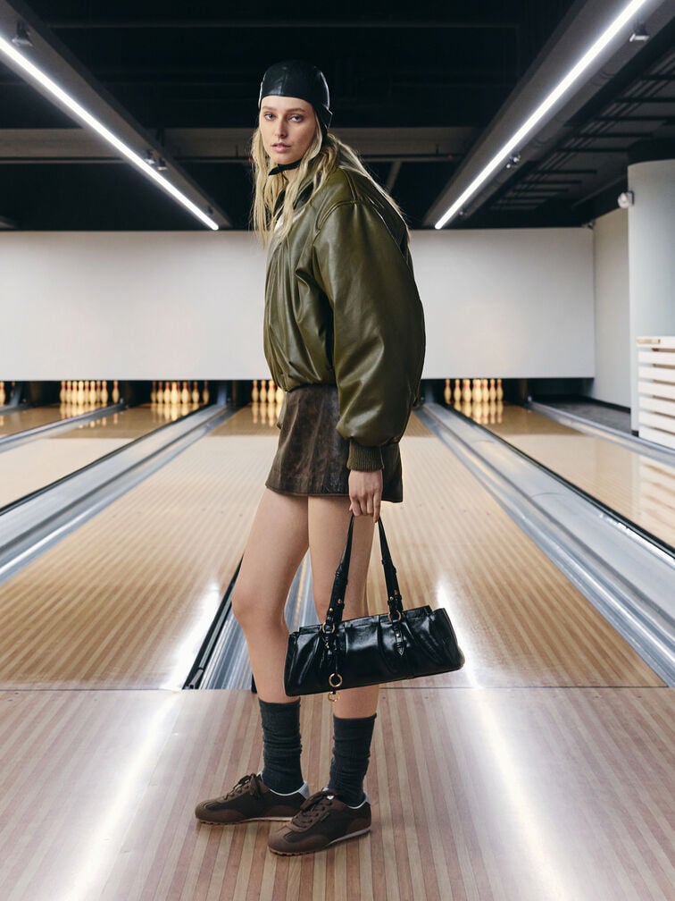 Britton Elongated Shoulder Bag, Black, hi-res