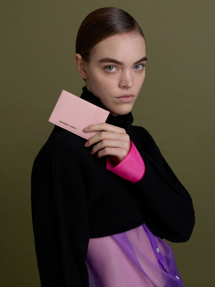 กระเป๋าใส่บัตรดีไซน์แบบสานรุ่น Ivette, สีคอตตอนแคนดี้พิงค์, hi-res