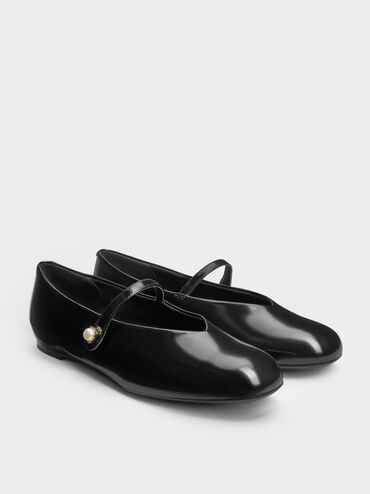 Marie Pearl Mary Jane Flats, Black Boxed, hi-res
