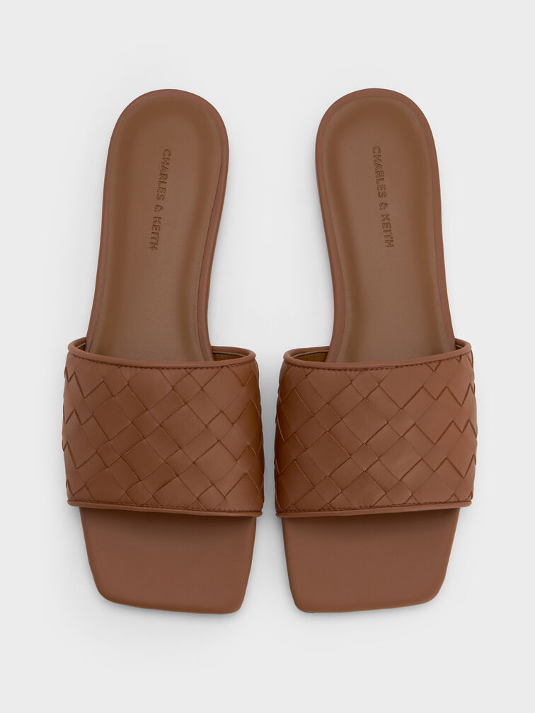 Ivette Woven Slide Sandals, Caramel, hi-res