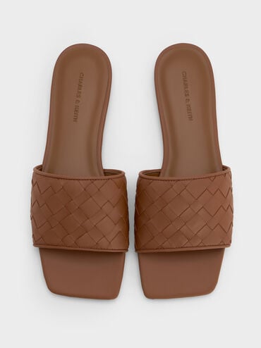 Ivette Woven Slide Sandals, Caramel, hi-res