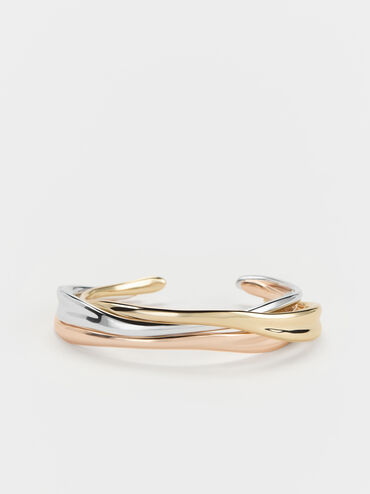Donora Sculptural Cuff Bangle, Silver, hi-res