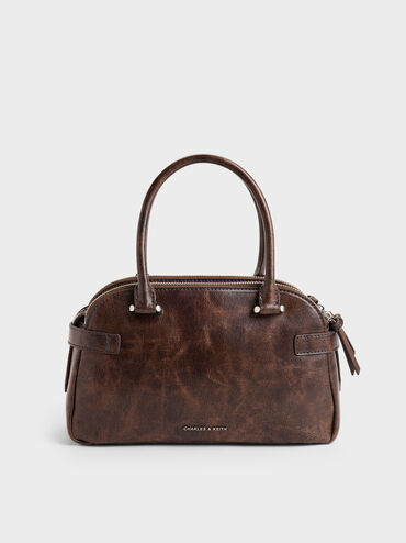 Nellie Heart-Charm Bowling Bag, Distressed Coffee, hi-res