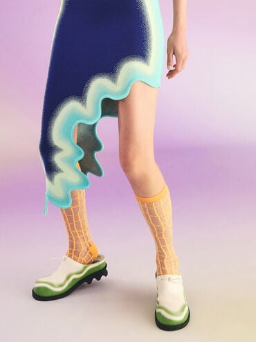 Gradient Wave Slip-On Mules, Green, hi-res