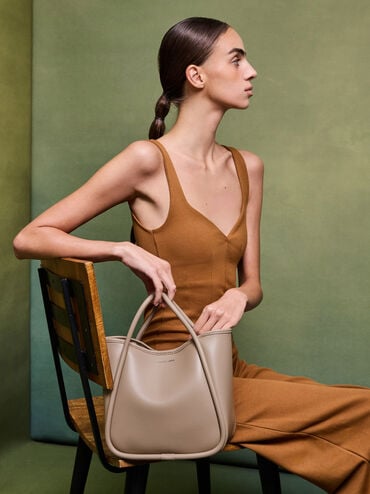 กระเป๋าโท้ทขนาดมินิดีไซน์ขอบรุ่น Lyla, สีโทป, hi-res