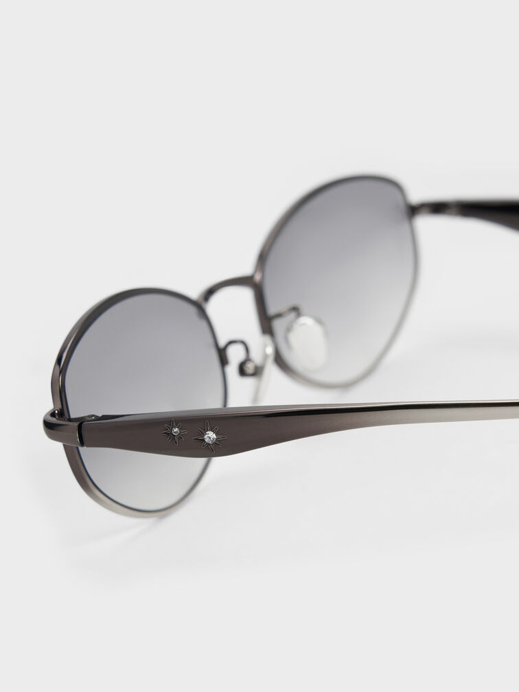 Celestia Ombre Crystal-Accent Oval Sunglasses, Grey, hi-res