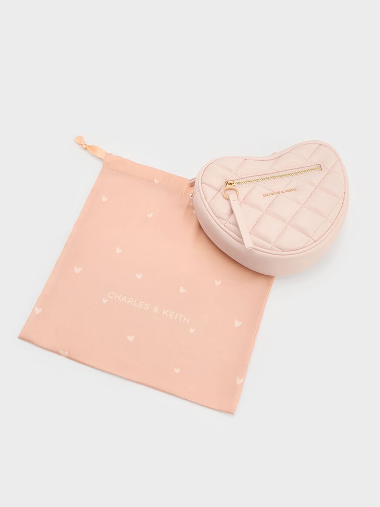 Paffuto Quilted Heart Crossbody Bag, Soft Pink, hi-res