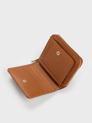 กระเป๋าสตางค์ใบสั้นดีไซน์ที่ปิดแบบซิปรอบรุ่น Finley, สีดิสเทรสด์แทน, hi-res