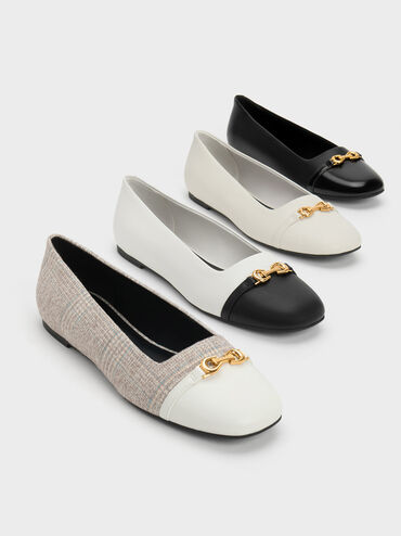 Metallic Accent Ballerinas, สีดำ, hi-res