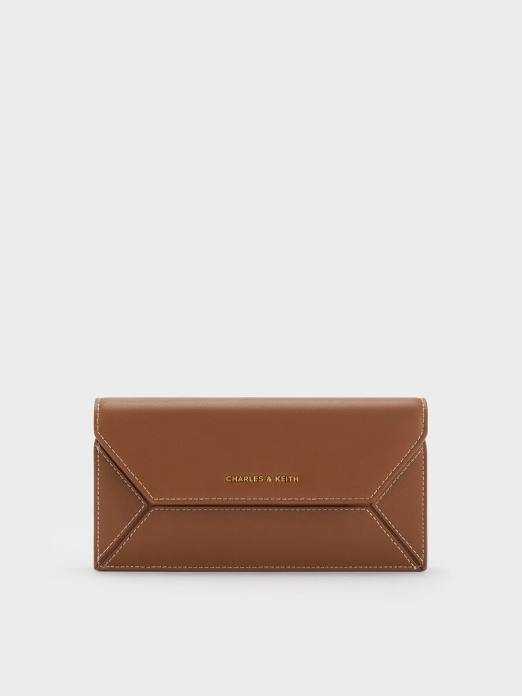 Nasrin Geometric Long Wallet, Chocolate, hi-res