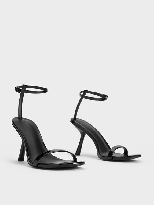 Patent Slant-Heel Ankle-Strap Sandals, , hi-res