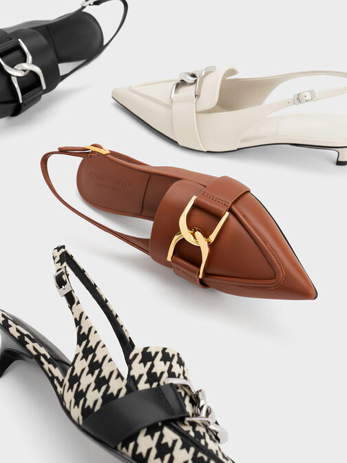 Gabine Leather Houndstooth Slingback Pumps, , hi-res