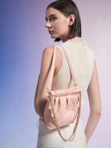Duo Chain-Handle Two-Way Backpack, Pink, hi-res