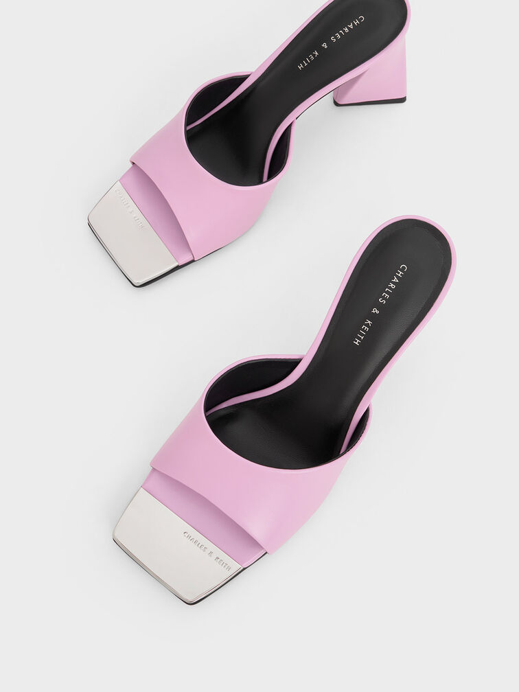 Metallic Cap Sculptural Heel Mules, , hi-res
