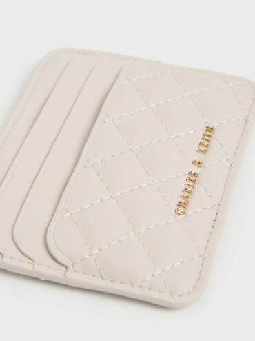 กระเป๋าใส่บัตรดีไซน์ลายควิลท์รุ่น Cleo, สีไอวอรี่, hi-res