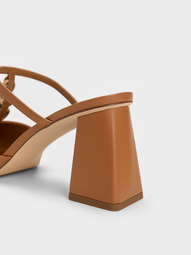 Chunky Chain-Link Heeled Mules, , hi-res