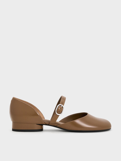 D'Orsay Mary Jane Flats, Brown, hi-res
