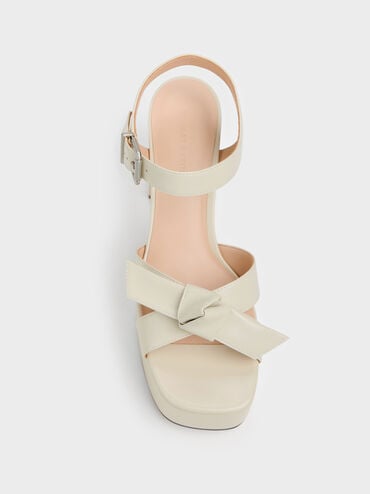 Anika Knot-Bow Platform Sandals, Chalk, hi-res