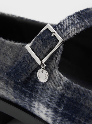 Circle-Charm Buckled Mary Janes, Dark Grey, hi-res