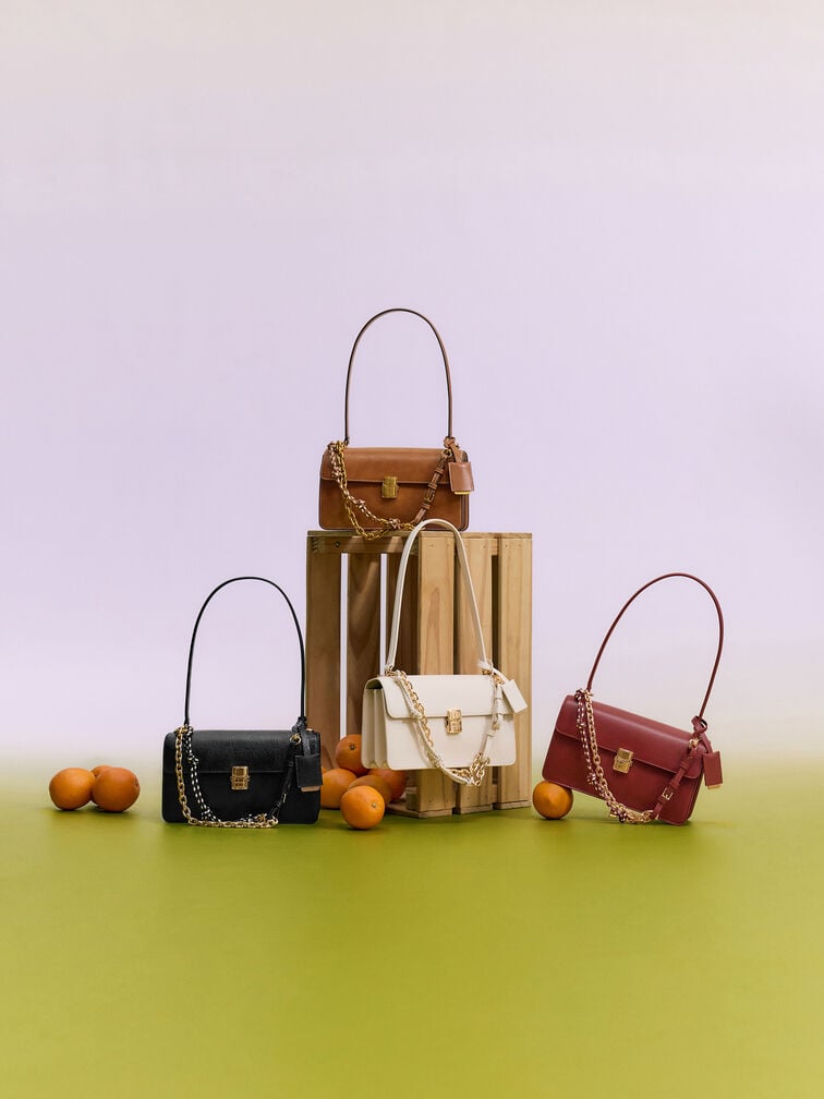 Acelynn Rope-Chain Shoulder Bag, Burgundy, hi-res