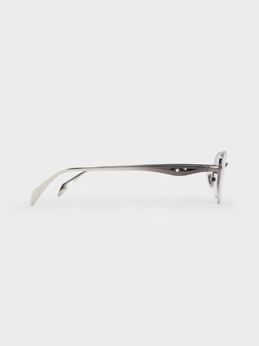 Celestia Ombre Crystal-Accent Oval Sunglasses, Grey, hi-res