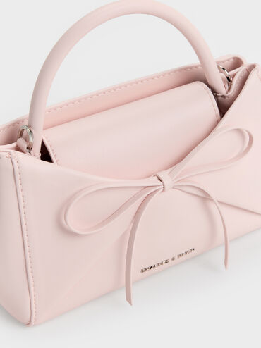 Hazel Bow Panelled Top Handle Bag, Soft Pink, hi-res