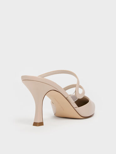 Arden Pointed Wavy Heeled Mules, Light Pink, hi-res