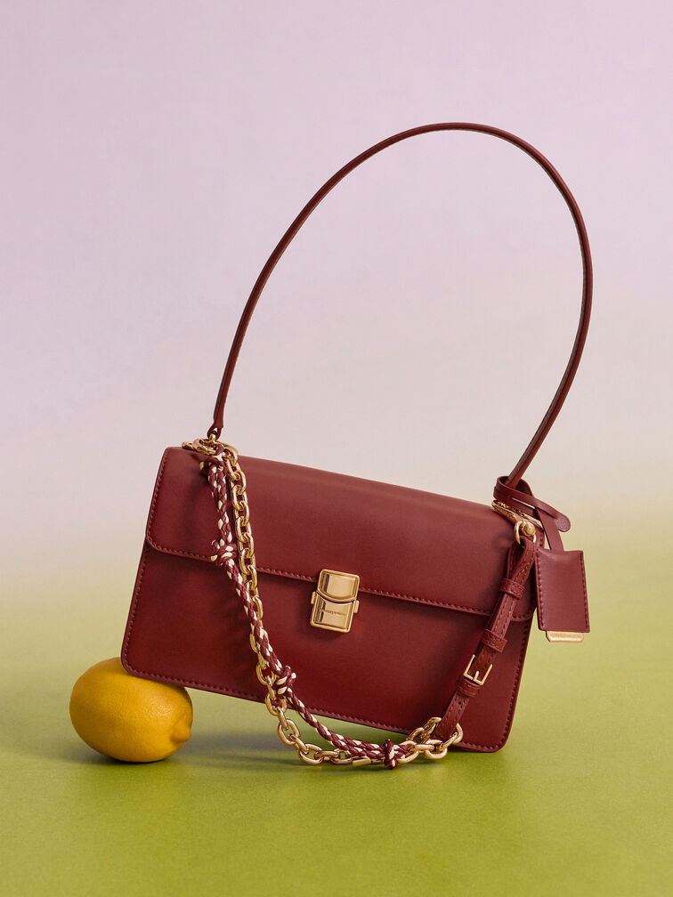 Acelynn Rope-Chain Shoulder Bag, Burgundy, hi-res