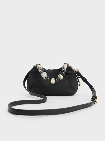 Aviary Jacquard Beaded-Handle Bag, Black, hi-res