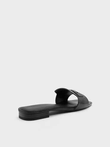 Griselda Eel-Effect Slide Sandals, Animal Print Black, hi-res
