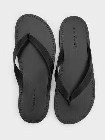 V-Strap Thong Sandals, Black, hi-res