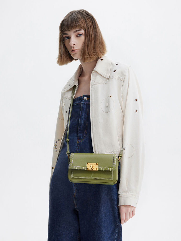 Circe Stitch-Trim Top Handle Bag, , hi-res