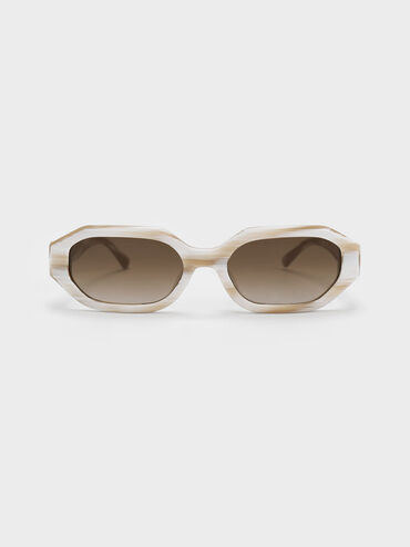 Gabine Recycled Acetate Oval Sunglasses, สีครีม, hi-res