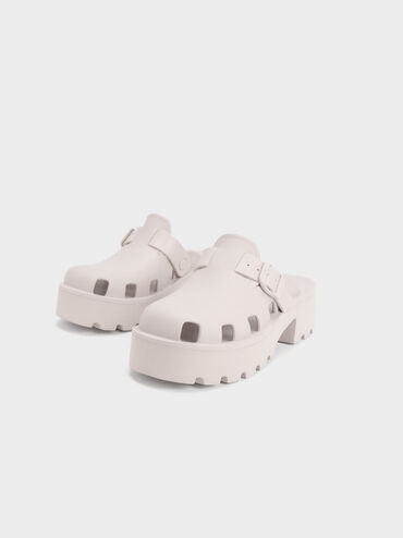 Mae Buckled Platform Mules, Nude, hi-res