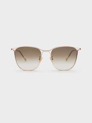 Wire Frame Butterfly Sunglasses, สีเบอร์กันดี, hi-res
