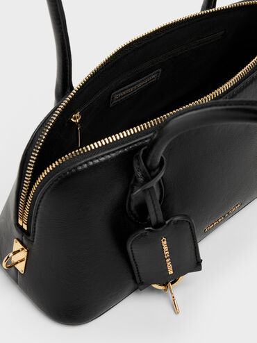 Ginevra Structured Shoulder Bag, Black, hi-res
