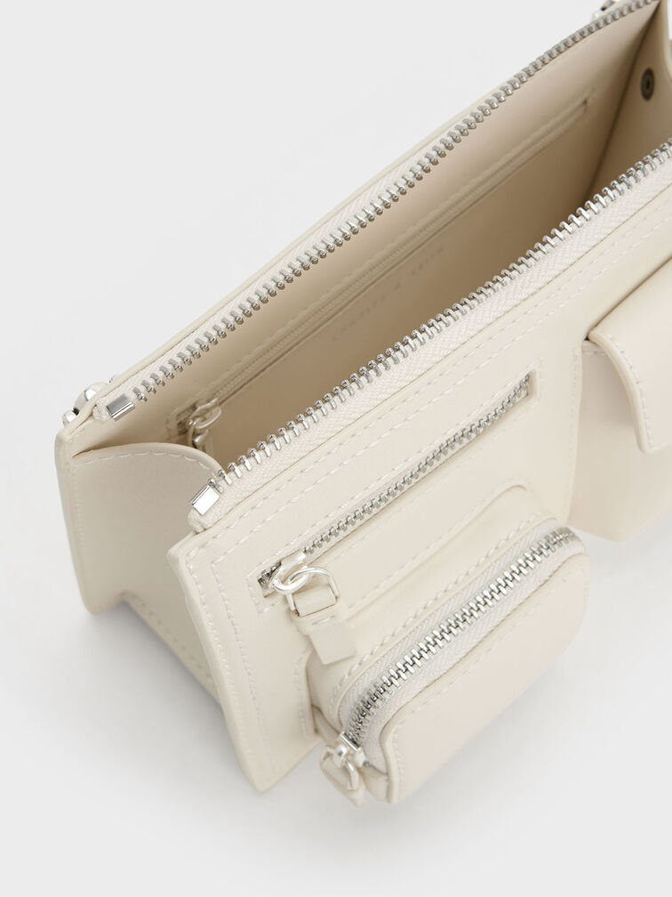 Austen Multi-Pocket Shoulder Bag, สีครีม, hi-res