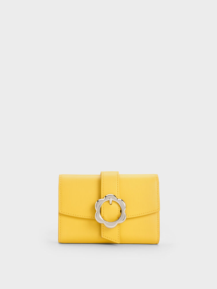 Petra Flower Buckle Wallet, สีเหลือง, hi-res