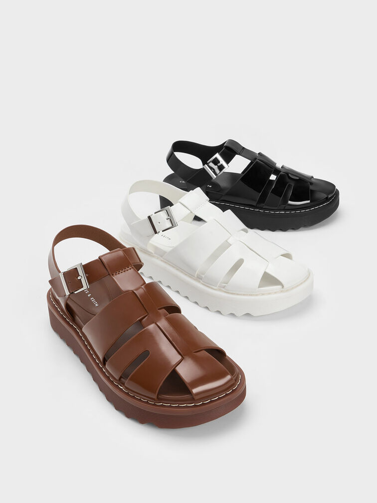 Interwoven Patent Buckled Sandals, , hi-res