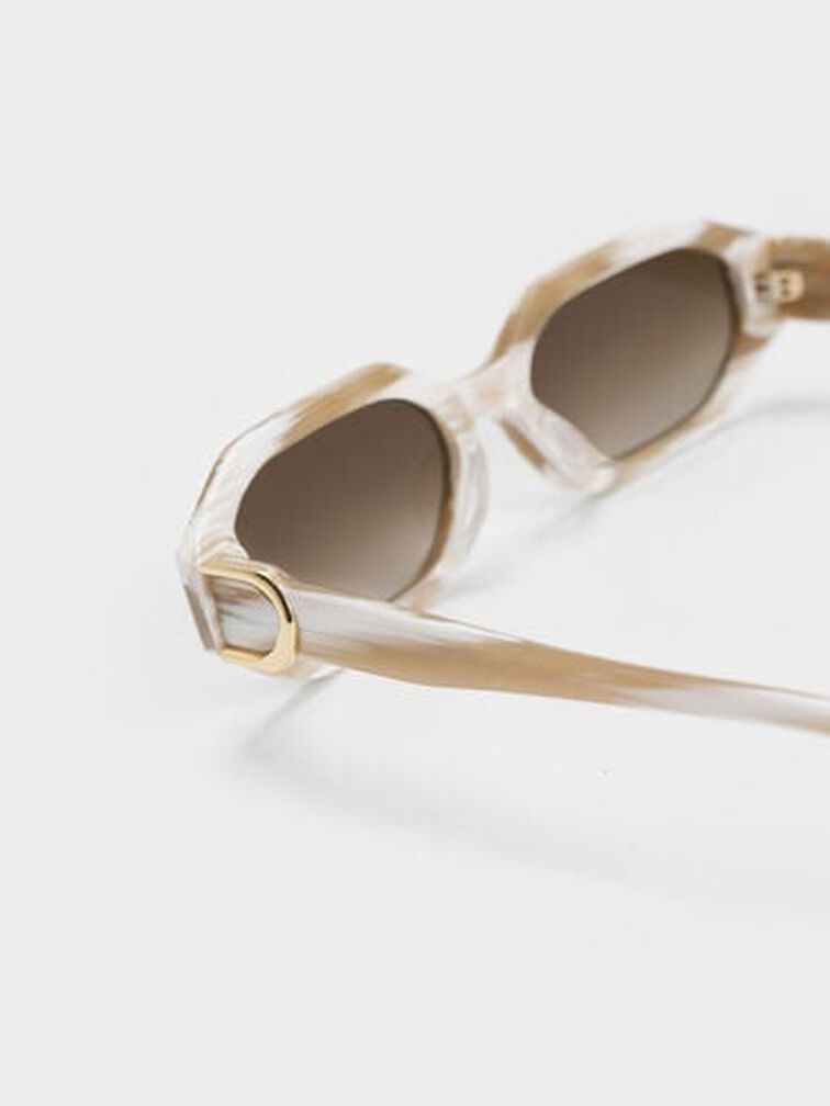 Gabine Recycled Acetate Oval Sunglasses, สีครีม, hi-res