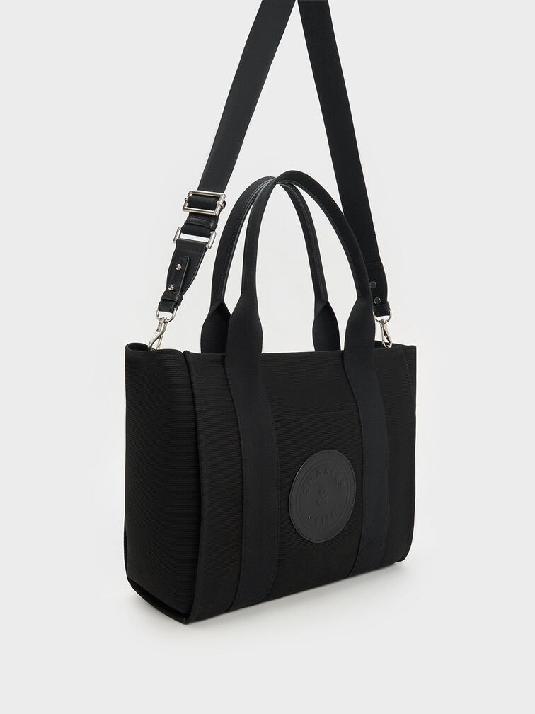 Large Kay Canvas Tote Bag, สีดำ, hi-res