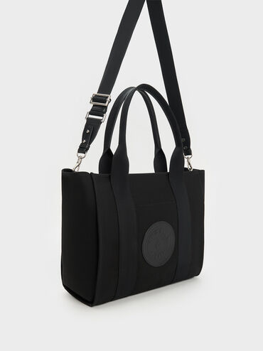Large Kay Canvas Tote Bag, สีดำ, hi-res