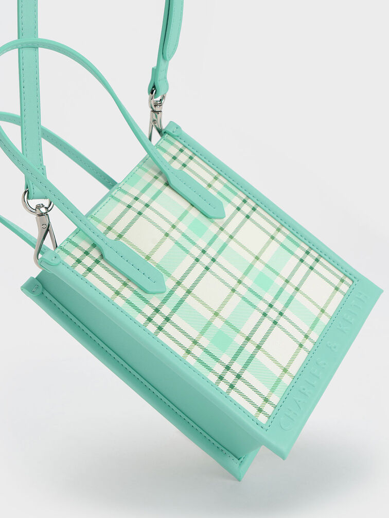 Checkered Geometric Tote Bag, สีมัลติ, hi-res