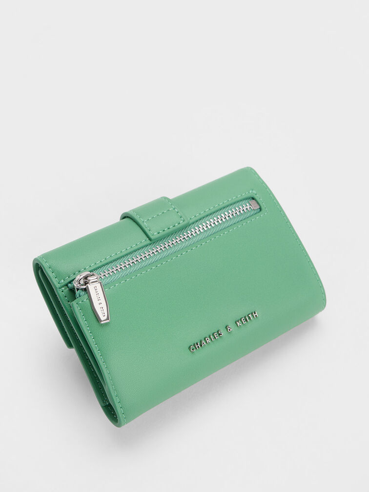 Petra Flower Buckle Wallet, Green, hi-res