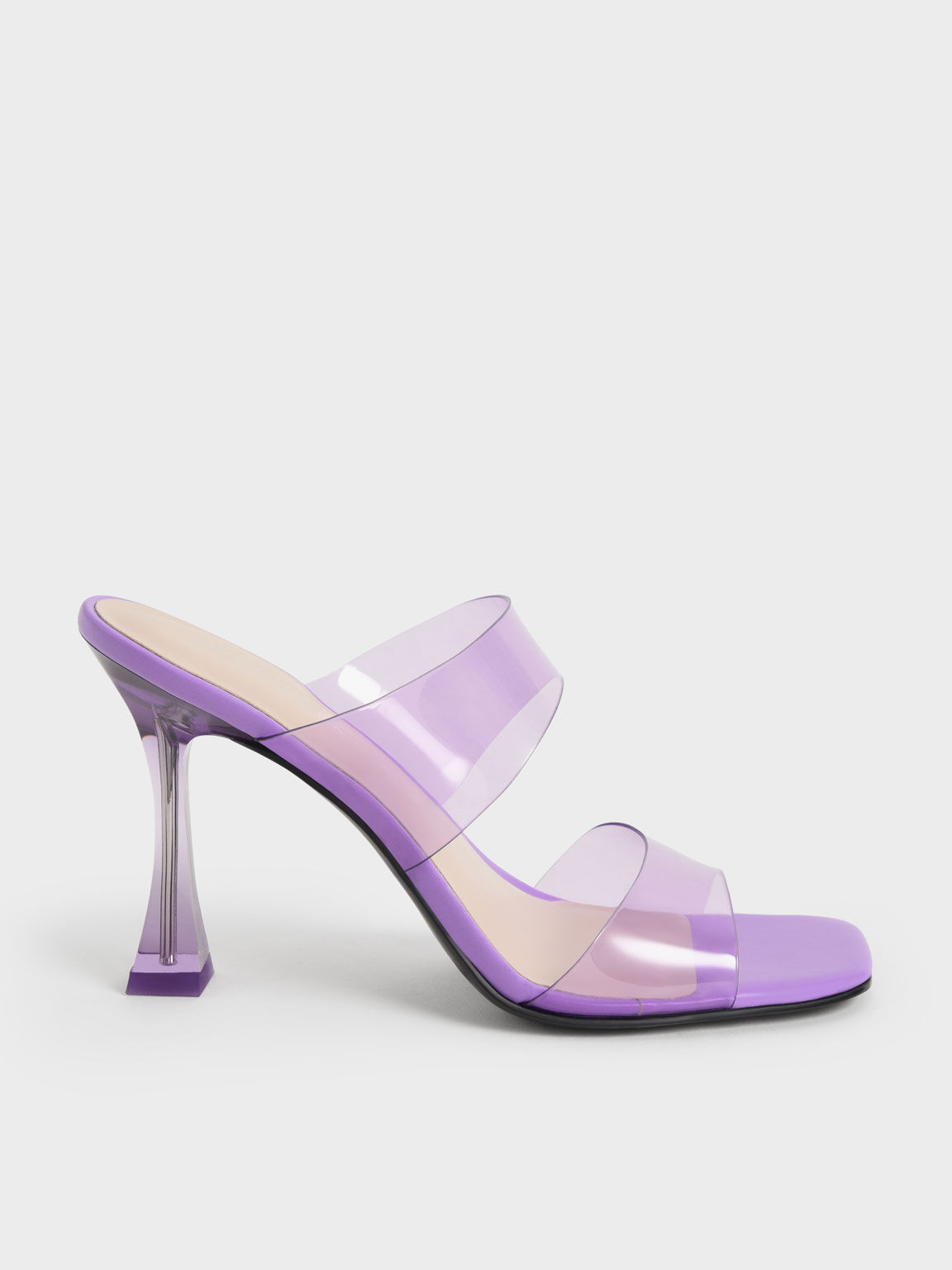 Purple See-Through Heeled Mules 
