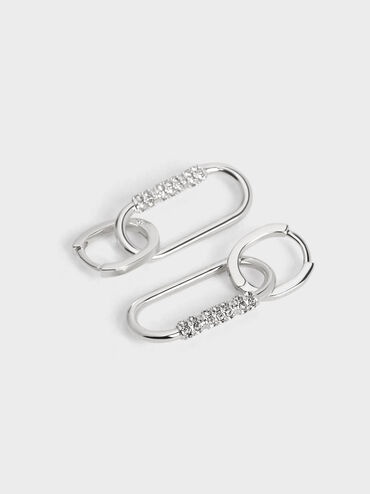 Reagan Crystal Drop Earrings, Silver, hi-res