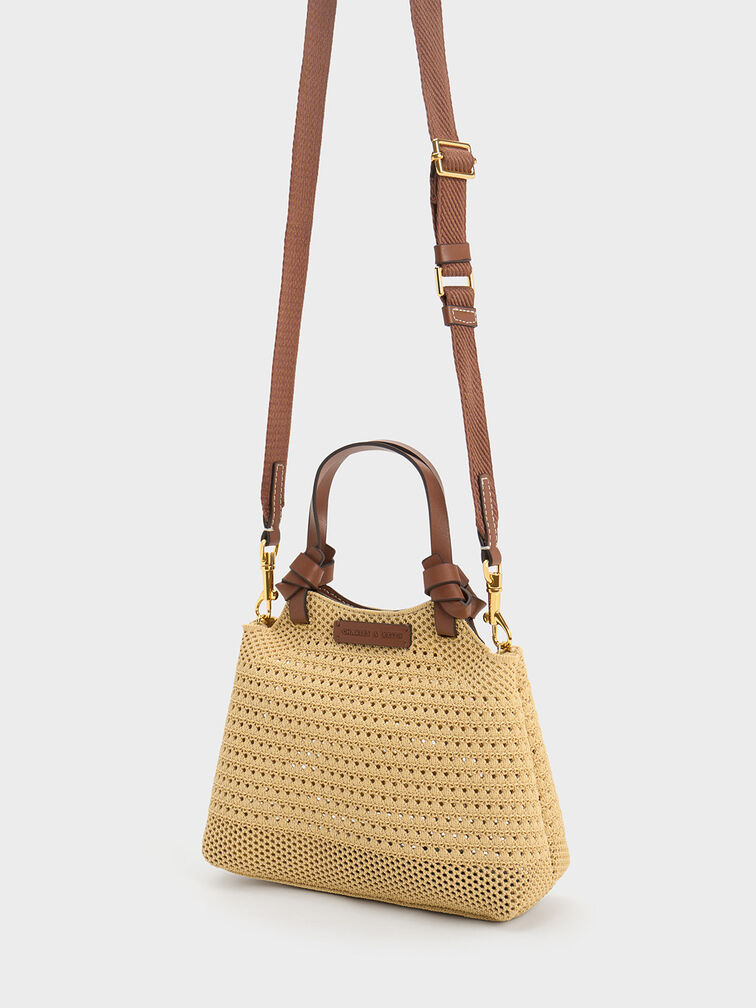 Ida Knotted Handle Knitted Tote Bag, , hi-res