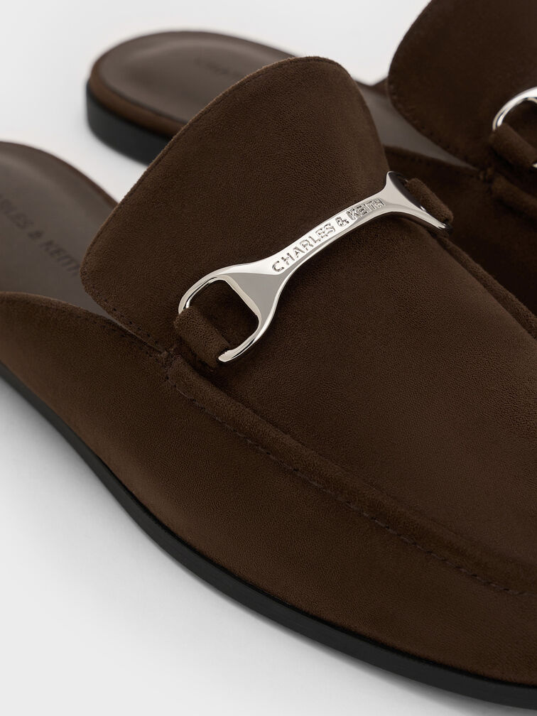 Leslie Faux Suede Metallic-Accent Mules, Dark Brown, hi-res