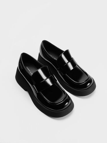 Giselle Strap Chunky Patent Loafers, Black Patent, hi-res