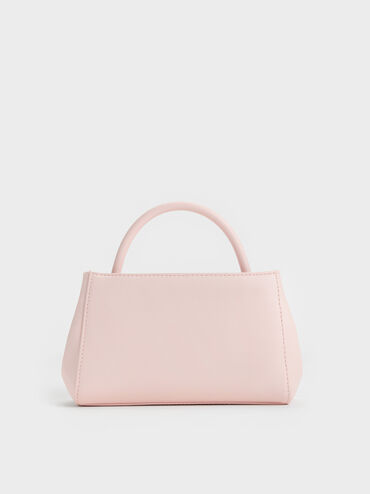 Hazel Bow Panelled Top Handle Bag, Soft Pink, hi-res